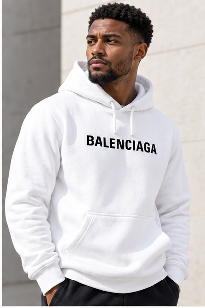 Men's Balenciaga Pullover Hoodie | Color: White | Image 3