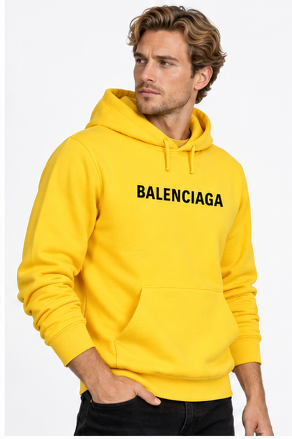 Men's Balenciaga Pullover Hoodie | Color: Yellow | Image 3