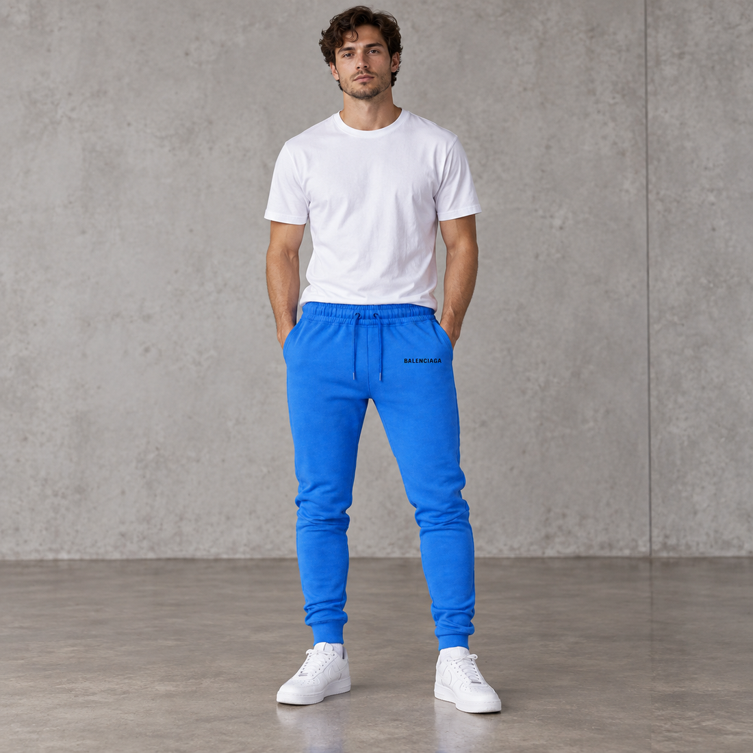 Men's Balenciaga Sweatpants - Azure - Image 2