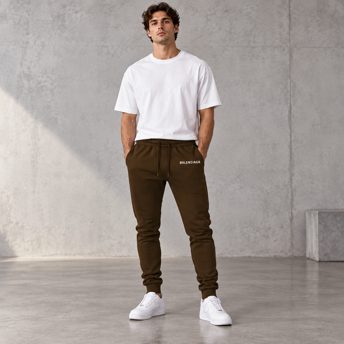 Men's Balenciaga Sweatpants - Brown - Image 2