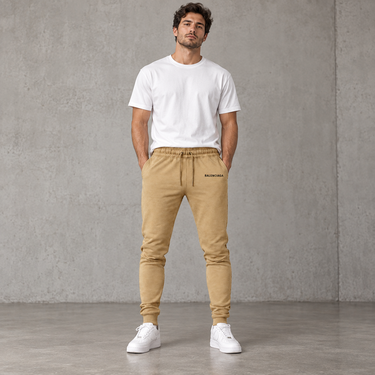 Men's Balenciaga Sweatpants - Khaki - Image 2