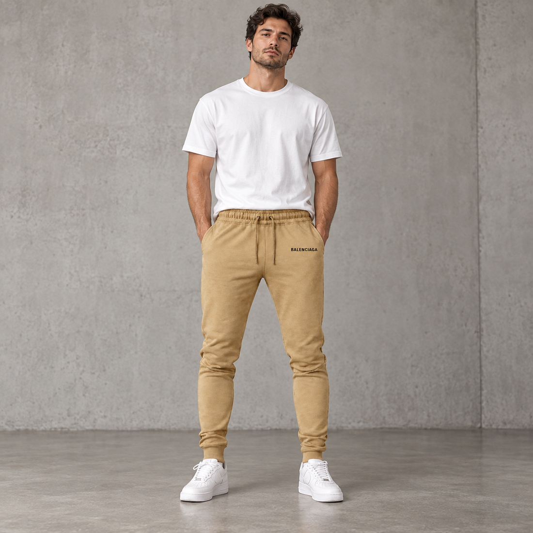 Men's Balenciaga Sweatpants - Khaki - Image 2
