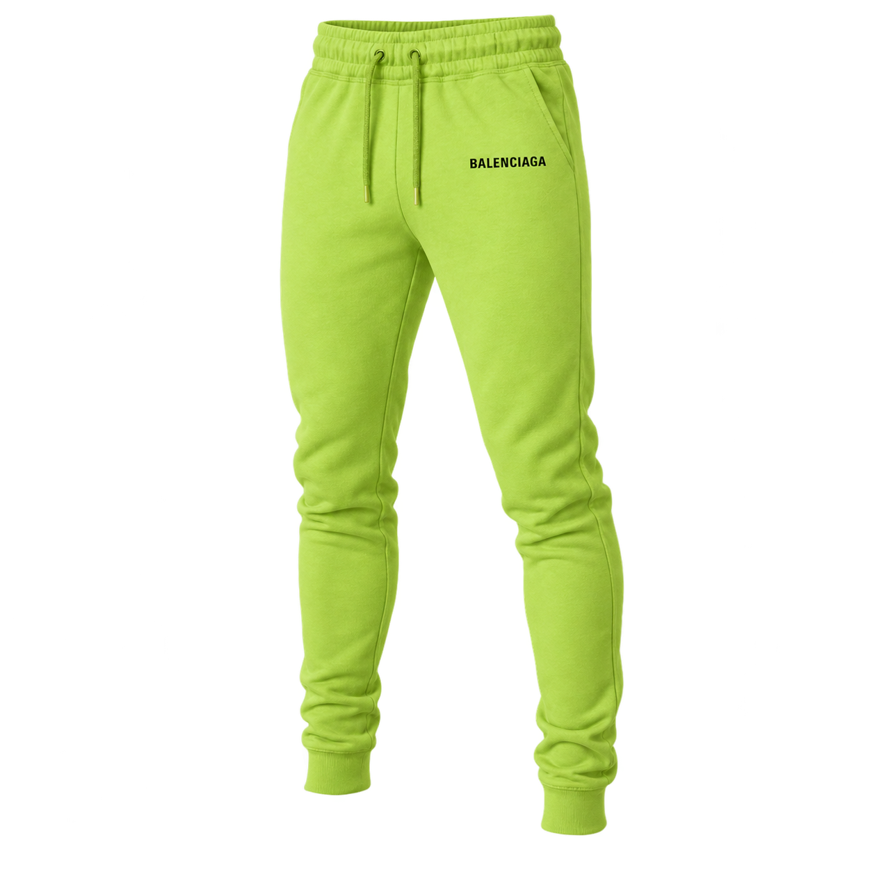 Men's Balenciaga Sweatpants - Lime Green - Image 4