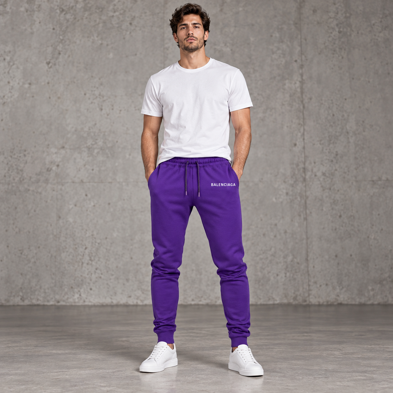 Men's Balenciaga Sweatpants - Purple - Image 2
