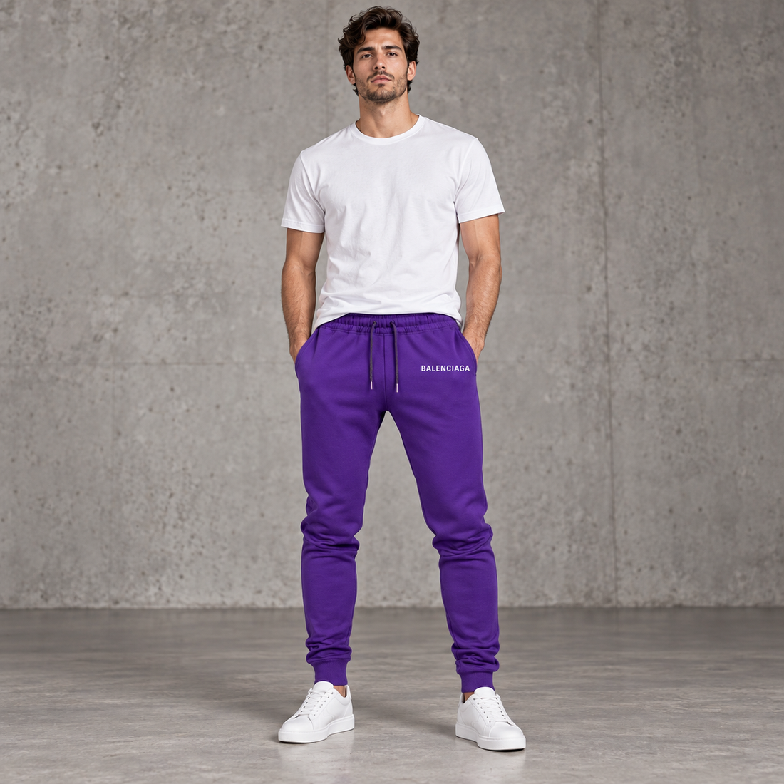 Men's Balenciaga Sweatpants - Purple - Image 2