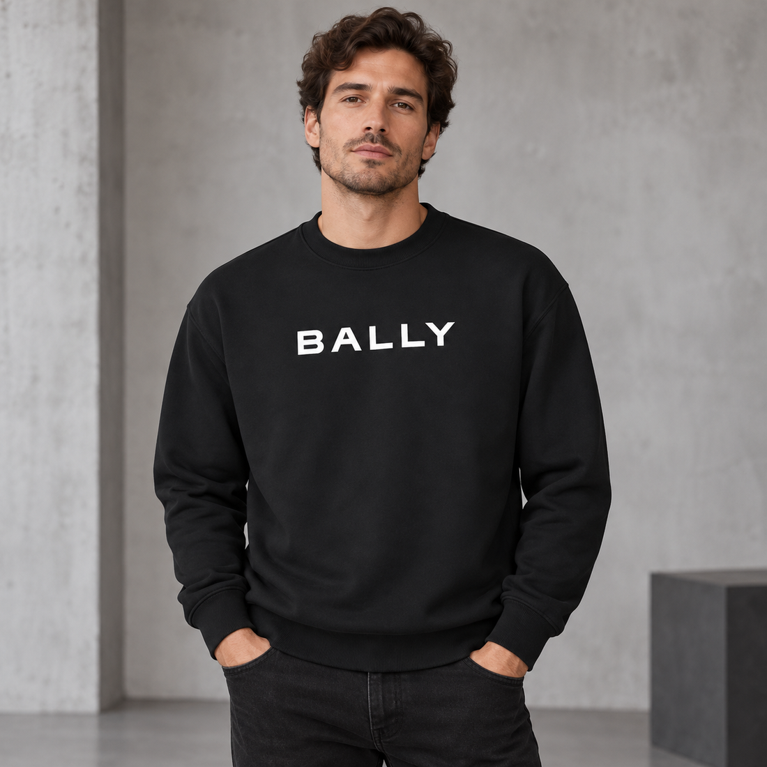 Men's Bally Crewneck Sweatshirt - Black - Image 2
