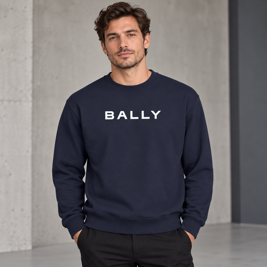 Men's Bally Crewneck Sweatshirt - Navy - Image 2