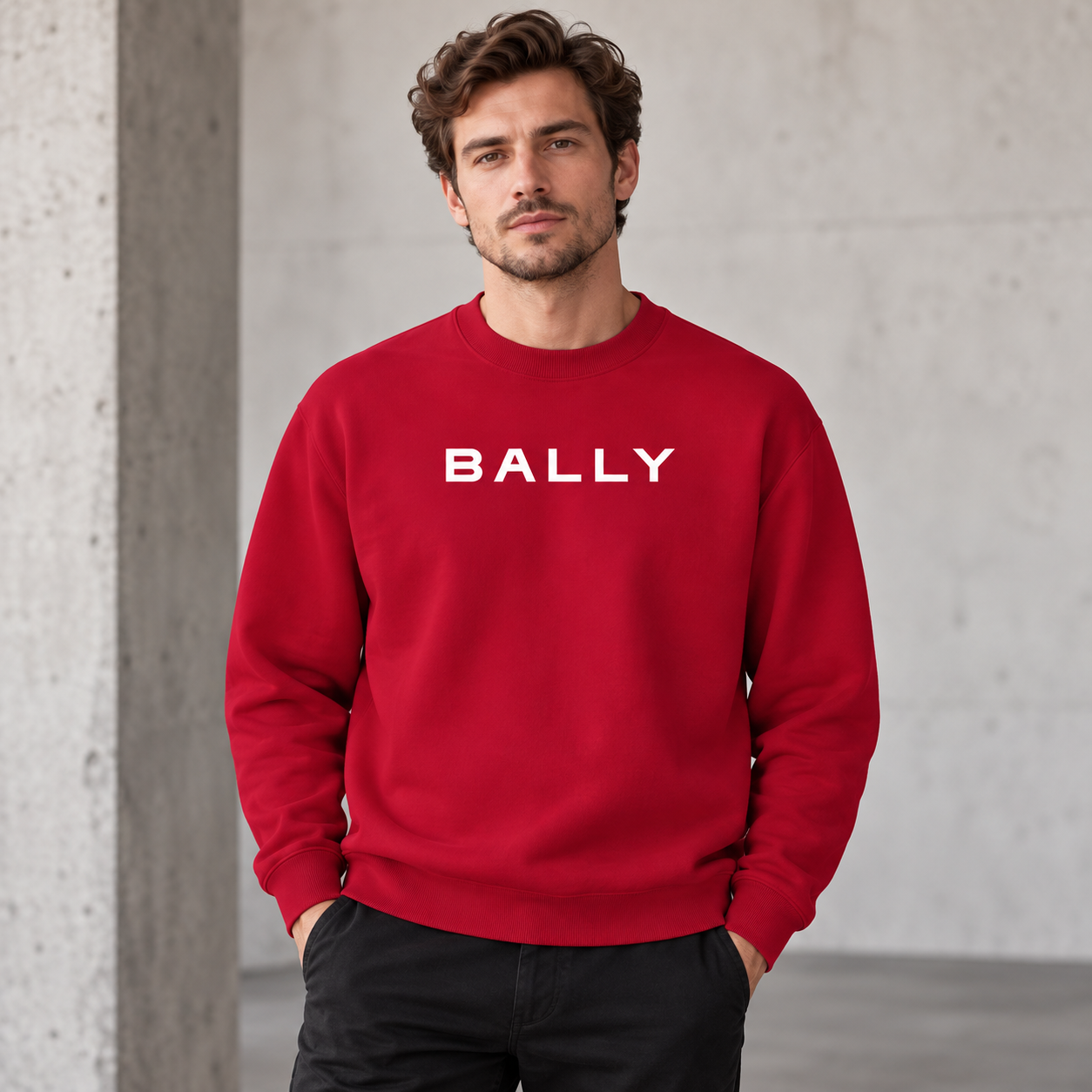 Men's Bally Crewneck Sweatshirt - Red - Image 2