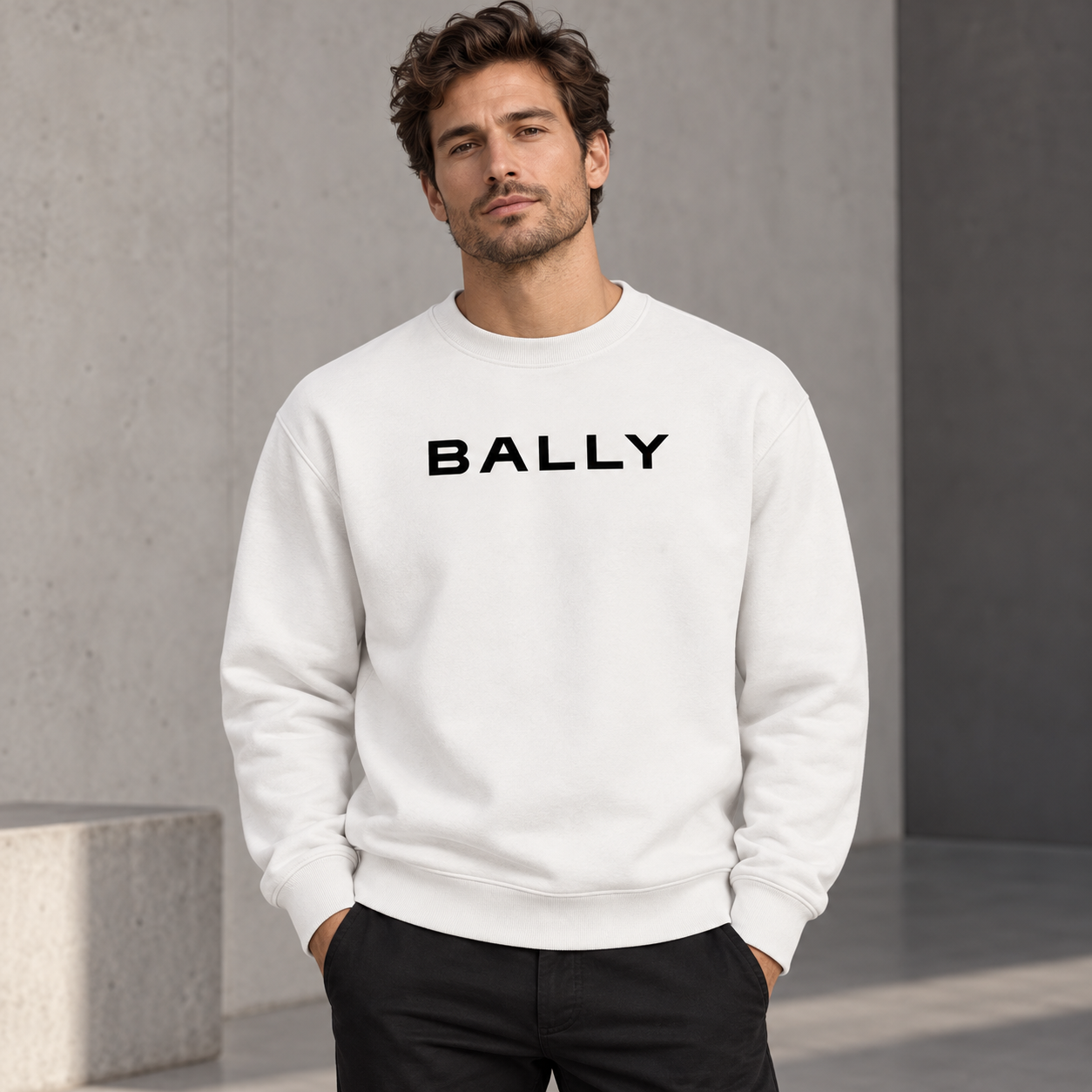 Men's Bally Crewneck Sweatshirt - White - Image 2