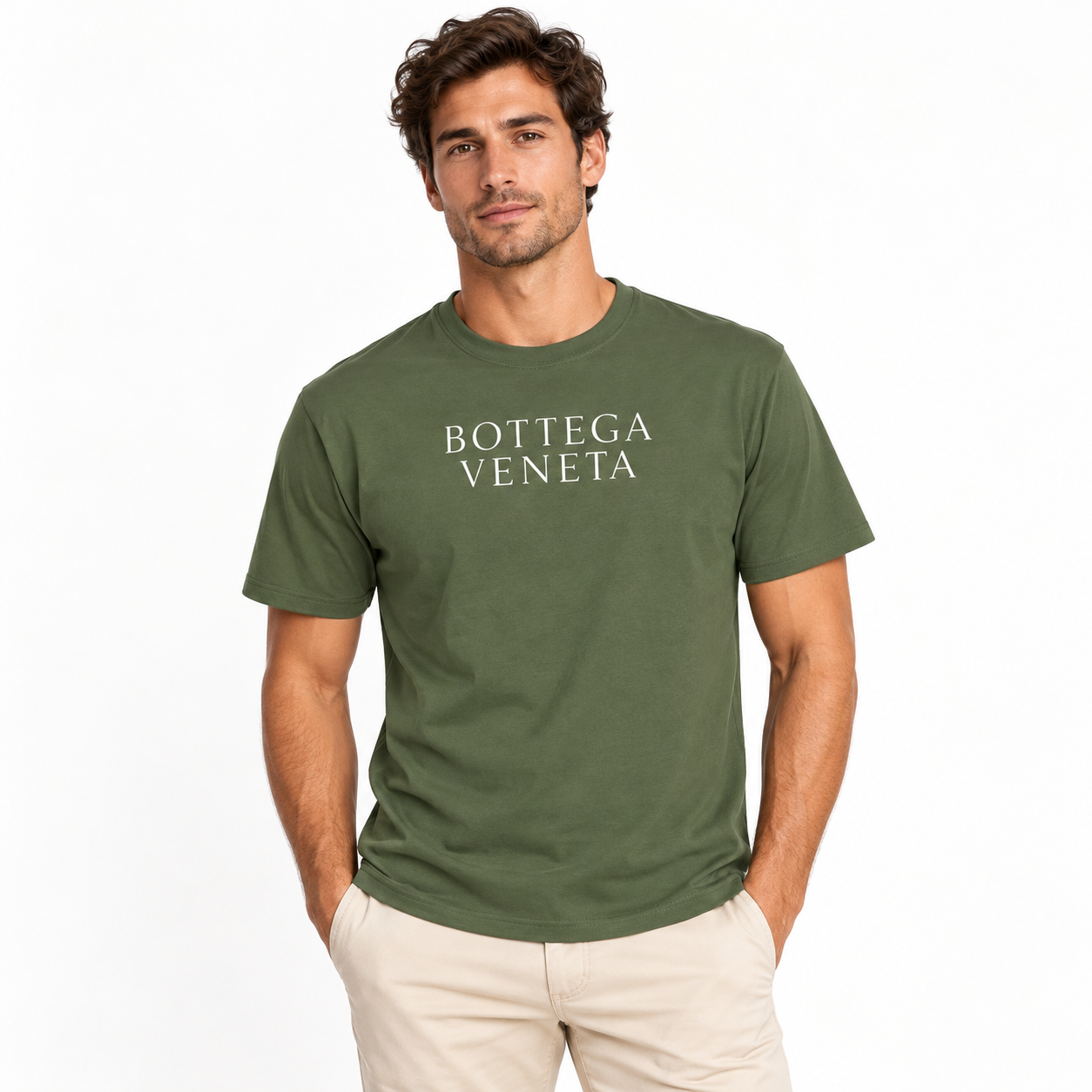 Men's Bottega Veneta Cotton T-Shirt | Color: Army Green | Image 2