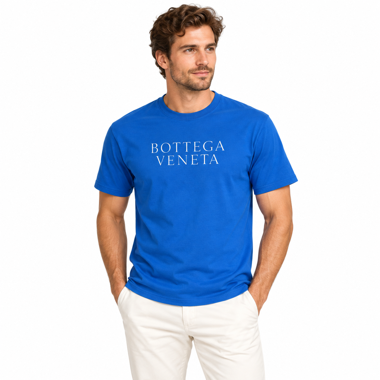 Men's Bottega Veneta Cotton T-Shirt | Color: Blue | Image 2