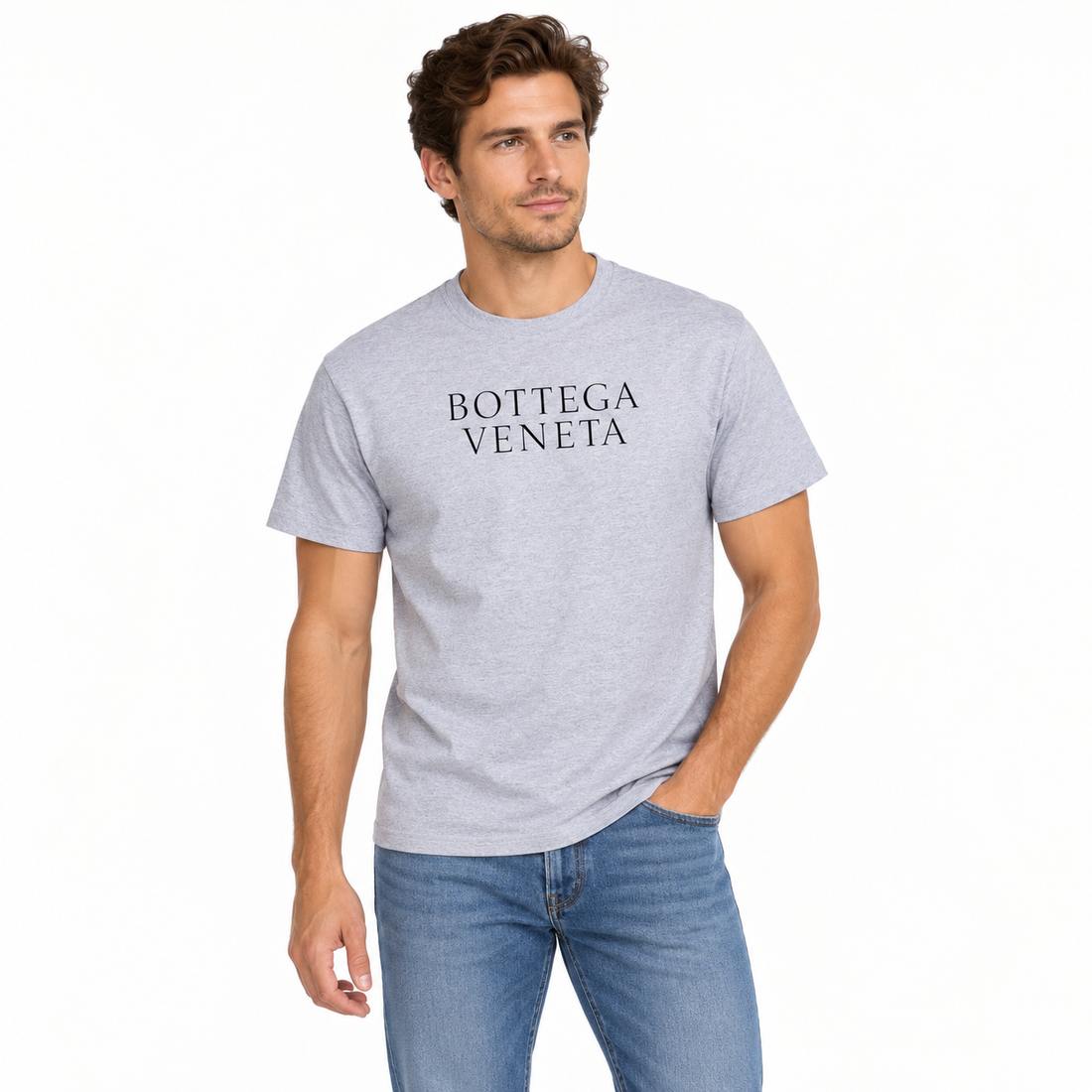 Men's Bottega Veneta Cotton T-Shirt | Color: Grey | Image 2