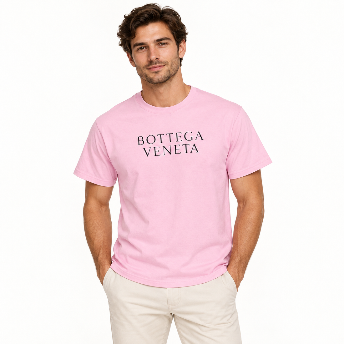 Men's Bottega Veneta Cotton T-Shirt | Color: Pink | Image 2