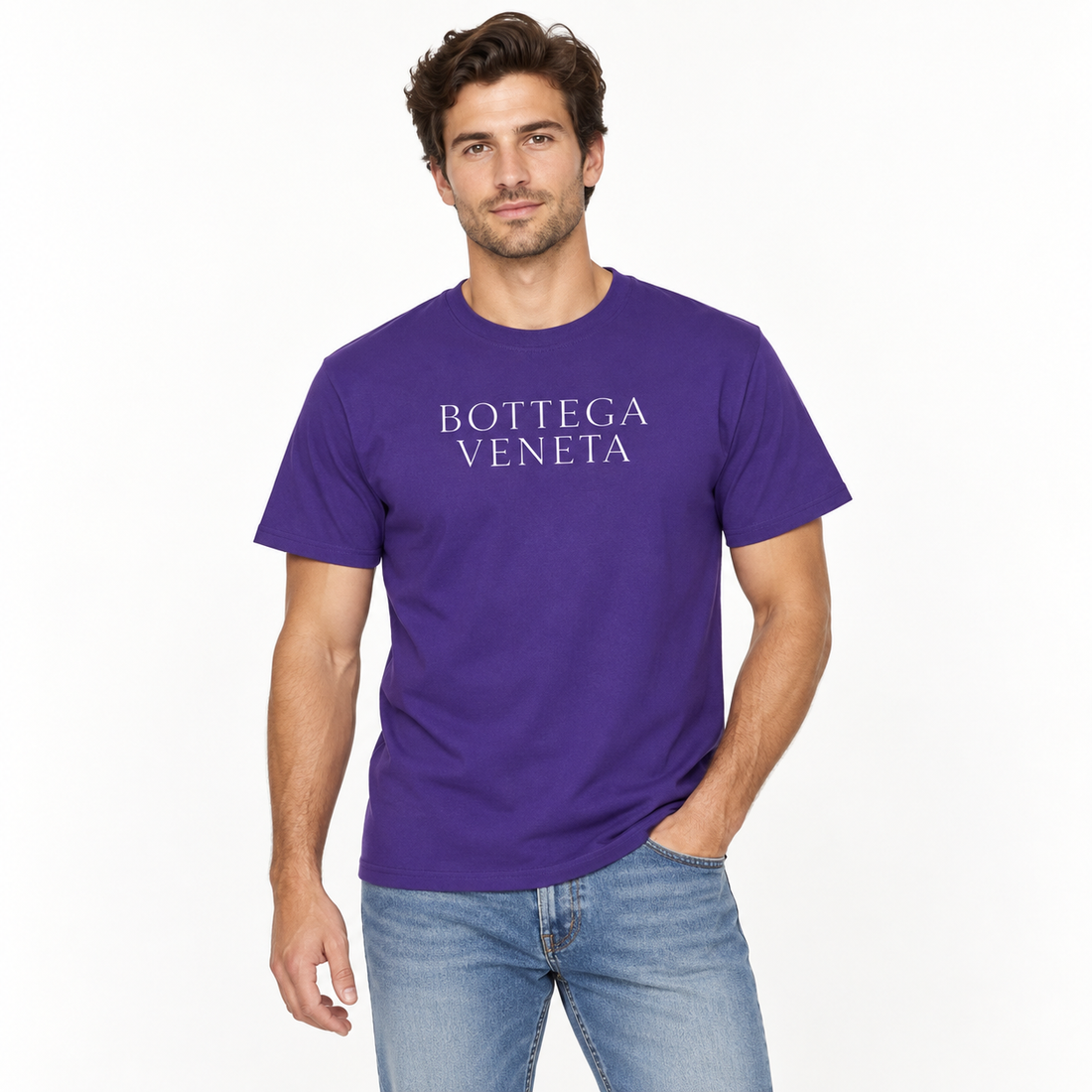 Men's Bottega Veneta Cotton T-Shirt | Color: Purple | Image 2