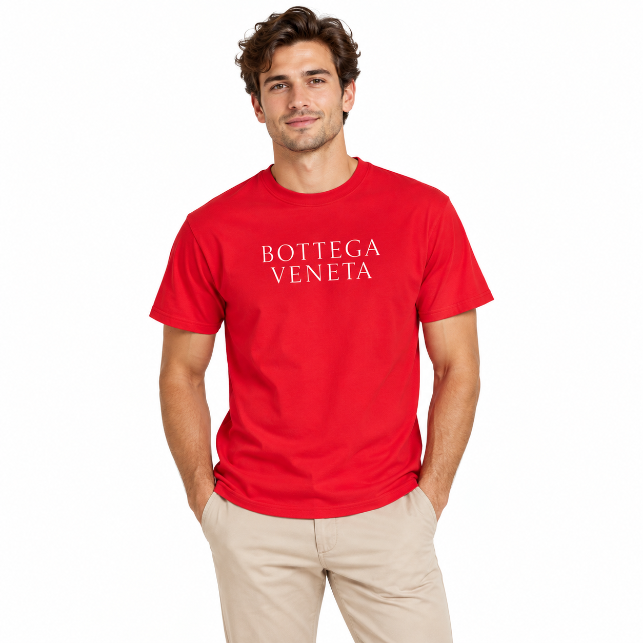 Men's Bottega Veneta Cotton T-Shirt | Color: Red | Image 2