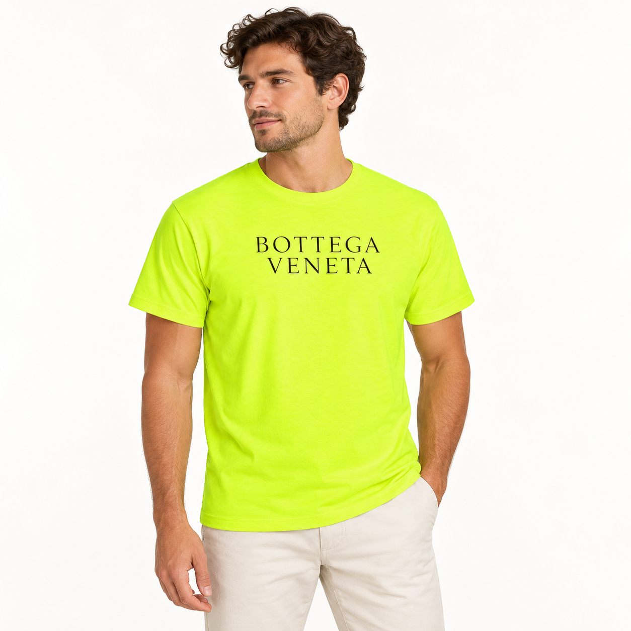 Men's Bottega Veneta Cotton T-Shirt | Color: Safety Green | Image 2