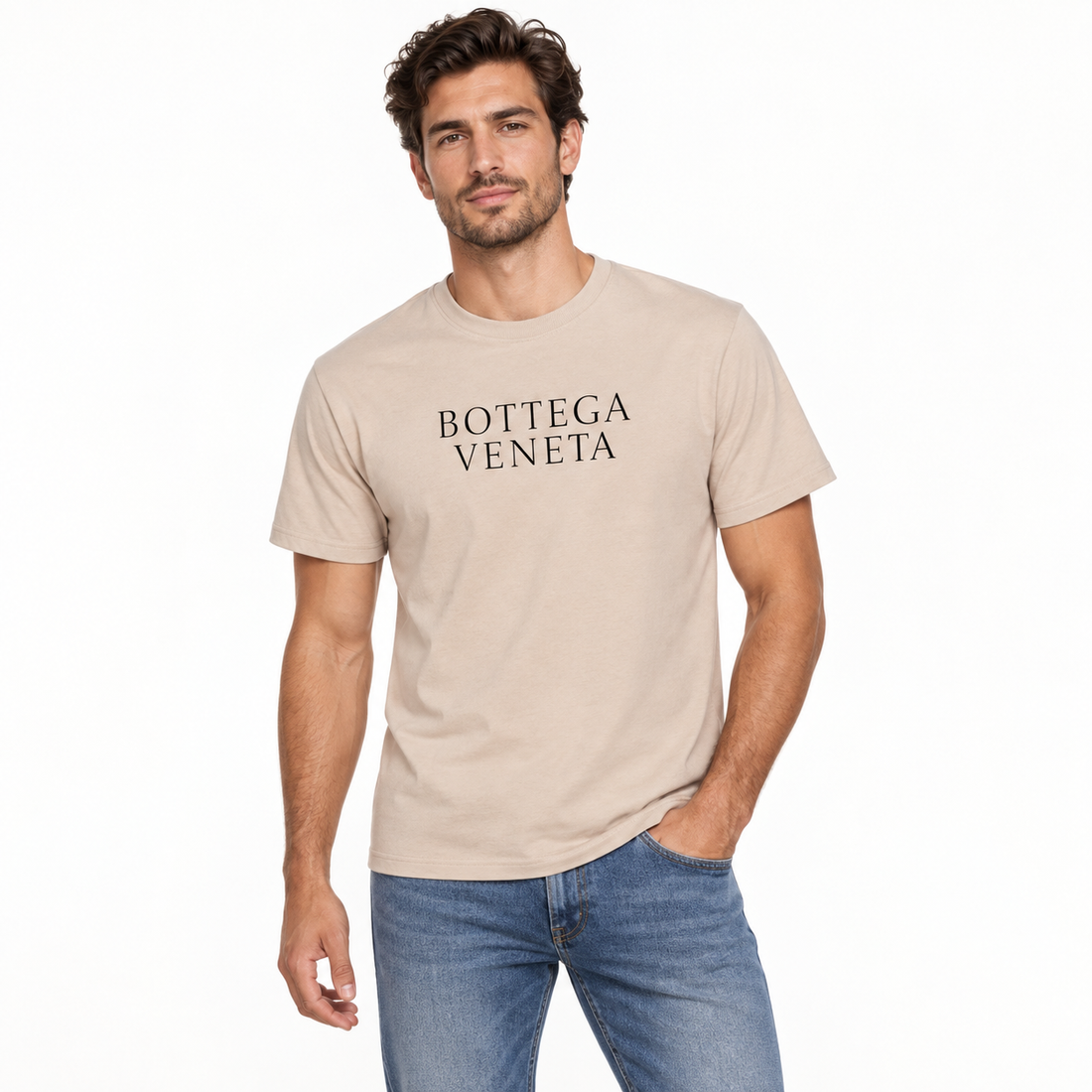 Men's Bottega Veneta Cotton T-Shirt | Color: Tan | Image 2