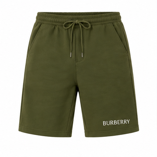 Men's Burberry Athletic Fleece Shorts | Color: Army Green | Image 1
