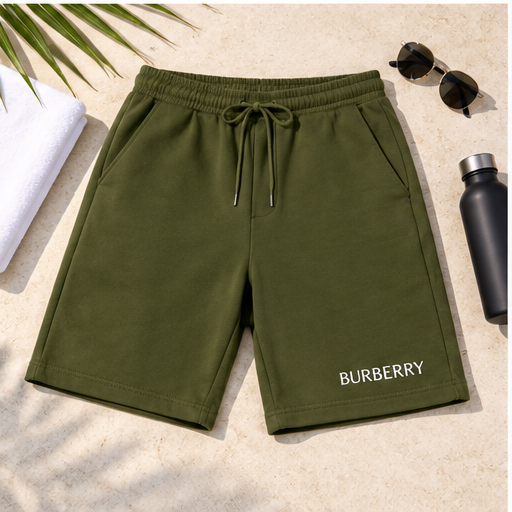 Men's Burberry Athletic Fleece Shorts | Color: Army Green | Image 4