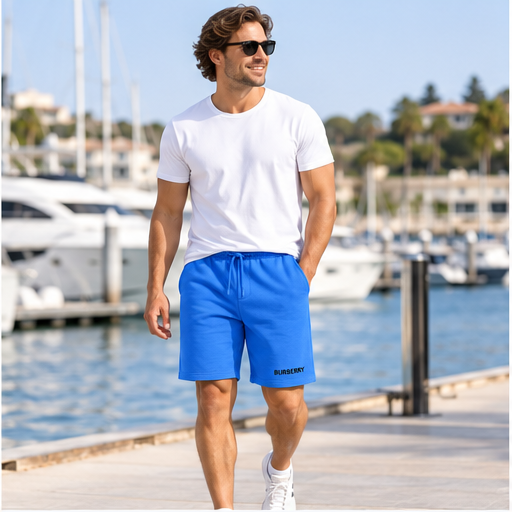 Men's Burberry Athletic Fleece Shorts | Color: Azure | Image 2