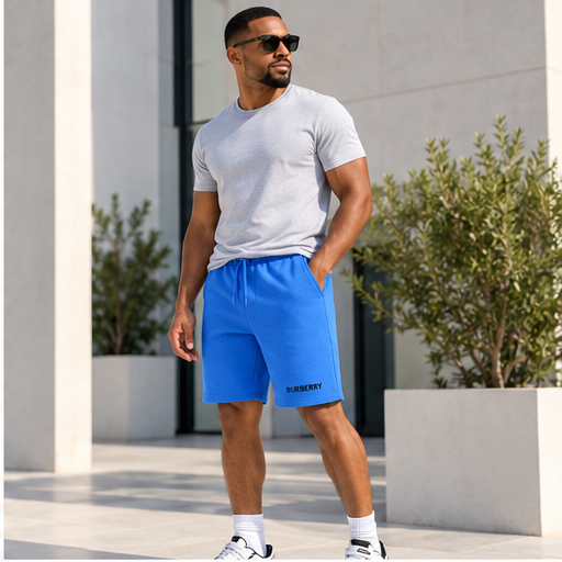 Men's Burberry Athletic Fleece Shorts | Color: Azure | Image 3