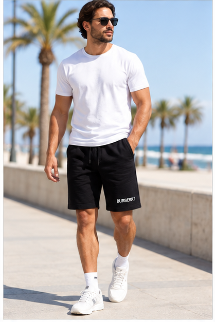 Men's Burberry Athletic Fleece Shorts | Color: Black | Image 2