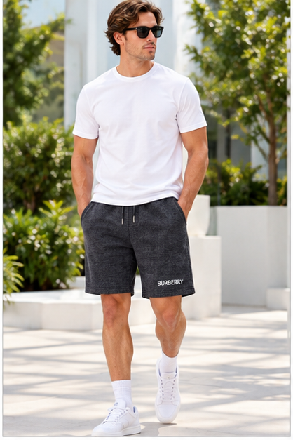 Men's Burberry Athletic Fleece Shorts | Color: Dark Heather | Image 2