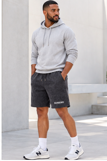 Men's Burberry Athletic Fleece Shorts | Color: Dark Heather | Image 3