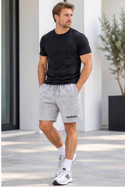 Men's Burberry Athletic Fleece Shorts | Color: Grey | Image 3
