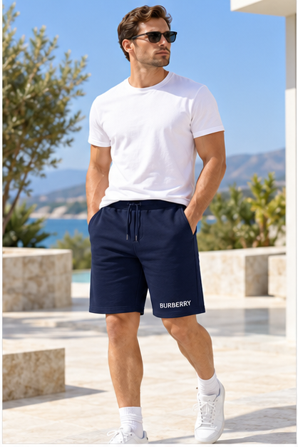 Men's Burberry Athletic Fleece Shorts | Color: Navy | Image 2