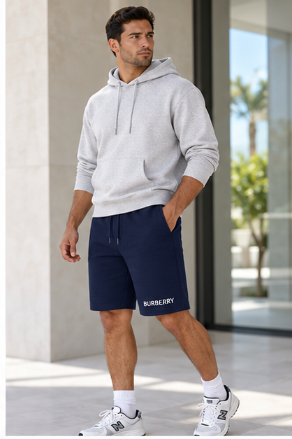 Men's Burberry Athletic Fleece Shorts | Color: Navy | Image 3
