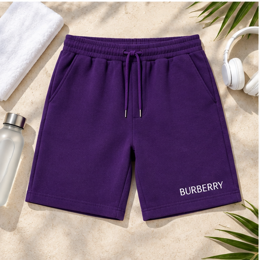 Men's Burberry Athletic Fleece Shorts | Color: Purple | Image 4