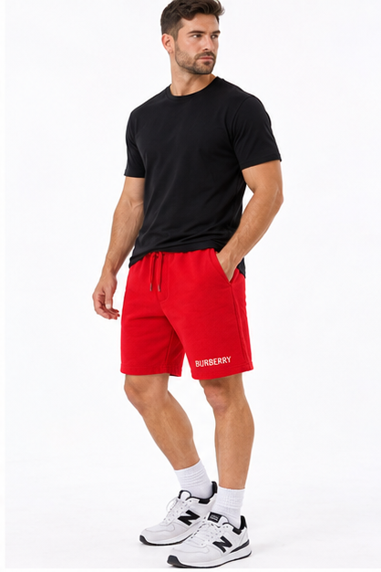 Men's Burberry Athletic Fleece Shorts | Color: Red | Image 3