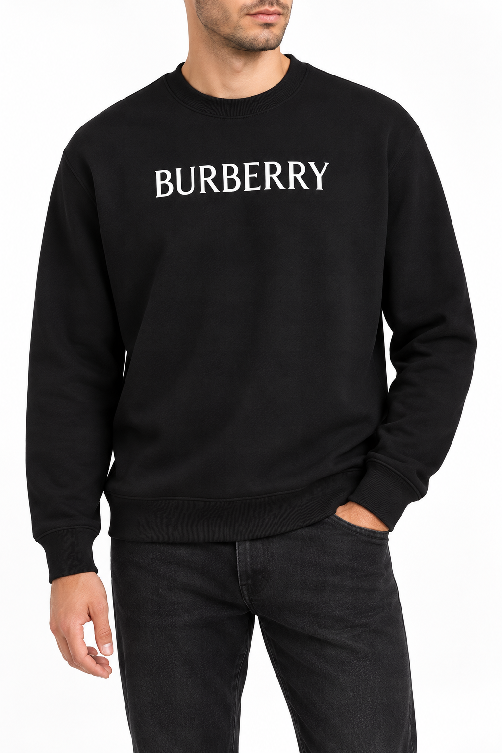 Men's Burberry Crewneck Sweatshirt | Color: Black | Image 2