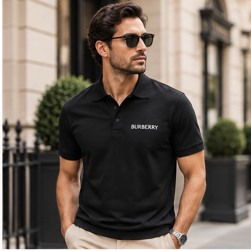 Men's Burberry Dry Blend Polo | Color: Black | Image 3