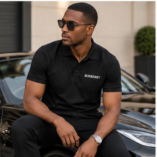 Men's Burberry Dry Blend Polo | Color: Black | Image 4