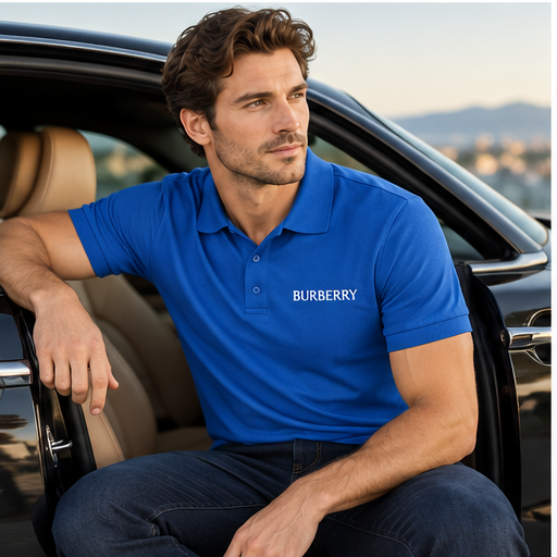 Men's Burberry Dry Blend Polo | Color: Blue | Image 4