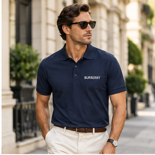 Men's Burberry Dry Blend Polo | Color: Navy | Image 3