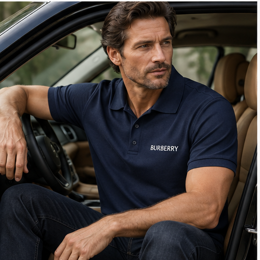 Men's Burberry Dry Blend Polo | Color: Navy | Image 4