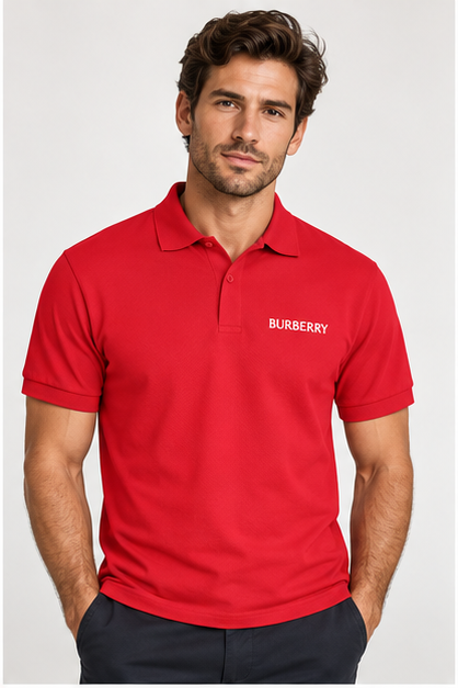 Men's Burberry Dry Blend Polo | Color: Red | Image 2