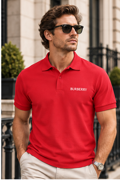 Men's Burberry Dry Blend Polo | Color: Red | Image 3