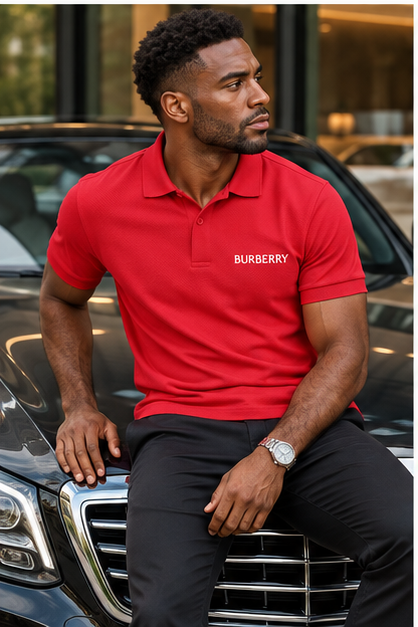 Men's Burberry Dry Blend Polo | Color: Red | Image 4