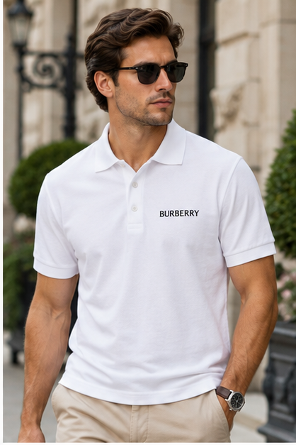 Men's Burberry Dry Blend Polo | Color: White | Image 3