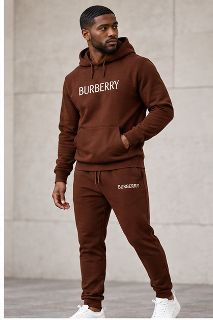 Men's Burberry Hoodie Joggers Set | Color: Brown | Image 3