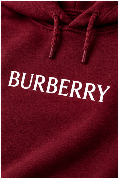 Men's Burberry Hoodie Joggers Set | Color: Burgundy | Image 5