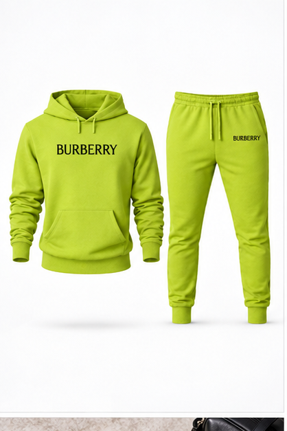 Men's Burberry Hoodie Joggers Set | Color: Lime Green | Image 1