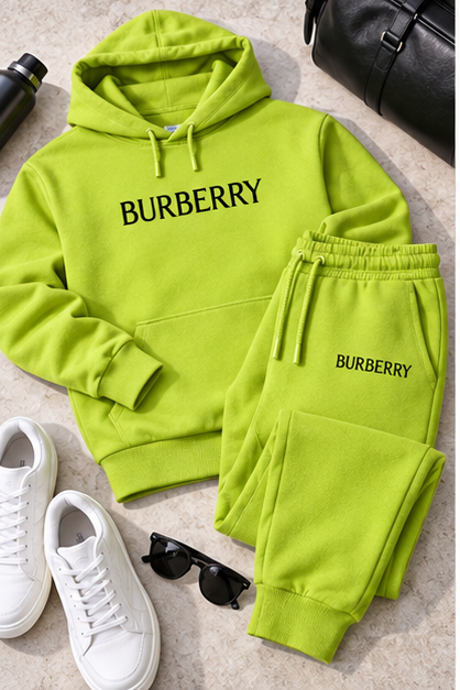 Men's Burberry Hoodie Joggers Set | Color: Lime Green | Image 4