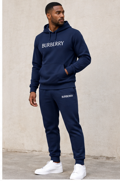 Men's Burberry Hoodie Joggers Set | Color: Navy | Image 3