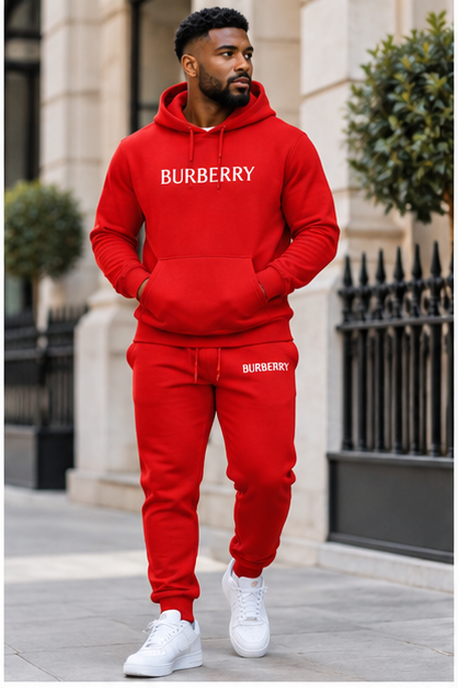 Men's Burberry Hoodie Joggers Set | Color: Red | Image 2