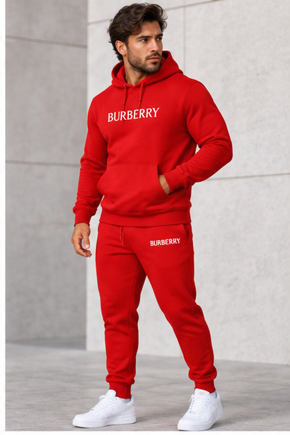 Men's Burberry Hoodie Joggers Set | Color: Red | Image 3